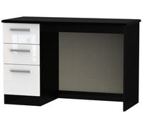 Knightsbridge White Gloss and Black 3 Drawer Desk