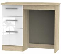 Knightsbridge White Gloss and Oak Effect 3 Drawer Single Dressing Table