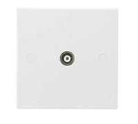 Knightsbridge White Square edge Plastic Coax TV Outlet (non-isolated)