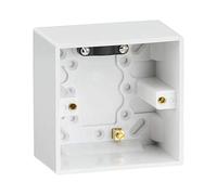 Knightsbridge White Square edge Plastic Single 47mm Pattress Box with Earth Terminal