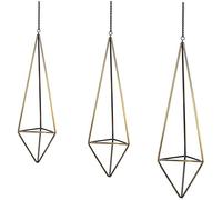 KNIKGLASS 3 Packs Geometric Plant Hangers Air Plants Hanging Metal Air Plants Holders Pot Container Decoration (Bronze,Mixed size)