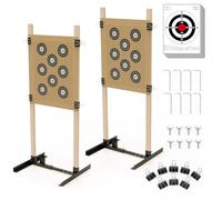 KNINE OUTDOORS Shooting Target Stand for Outdoors, Durable Paper Target Holder with Stable Adjustable Base for Paper Shooting Targets Cardboard Silhouette, H Shape, USPSA/IPSC, IDPA Practice, 2 Pack
