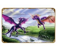 KNIOIL Dragon, Spyro (Character), The Legend Of Spyro: Dawn Of The Dragon, Cynder (Spyro) Poster Vintage Metal Tin sign Logo Family Club Bar Cafe Bedroom Art Wall Decoration Gift 8x12 inches