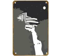 KNIOIL Fallingwater House - Frank Lloyd Wright | Architectural Print Design Cities and Architecture Abstract and Surreal Concept Art Poster Vintage Metal Tin sign Art Wall Decoration Gift 8x12 inches