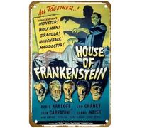 KNIOIL House of Frankenstein, Boris Karloff, Lon Chaney Jr., John Carradine, J. Carrol Naish, 1944 Collections Poster Vintage Metal Tin sign Art Wall Decoration Gift 8x12 inches