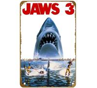 KNIOIL Jaws 3-D (1983) Movie Poster Vintage Metal Tin sign Logo Family Club Bar Cafe Bedroom Art Wall Decoration Gift 8x12 inches