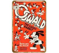 KNIOIL OSWALD THE LUCKY RABBIT, Oswald The Lucky Rabbit, 1935. Home Bar Shop Decorations Coffee Poster Vintage Metal Tin sign Logo Family Club Bar Cafe Bedroom Art Wall Decoration Gift 8x12 inches