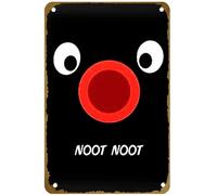 KNIOIL Pingu Noot Noot Face Poster Vintage Metal Tin sign Logo Family Club Bar Cafe Bedroom Art Wall Decoration Gift 8x12 inches