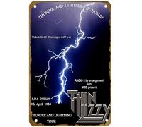 KNIOIL Thin Lizzy Vintage Thunder And Lightning Tour Rds Dublin 1983 Poster Vintage Metal Tin sign Logo Family Club Bar Cafe Bedroom Art Wall Decoration Gift 8x12 inches