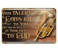 KNIOIL Tuba Instrument What You Do With Your Talent Is Your Gift Back To God Poster Vintage Metal Tin sign Logo Family Club Bar Cafe Bedroom Art Wall Decoration Gift 8x12 inches