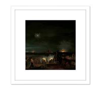 Knip Shelling Of Den Bosch By The French 8X8 Inch Square Wooden Framed Wall Art Print Picture with Mount Artery8 White One Size