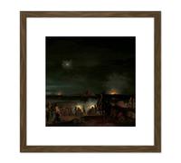 Knip Shelling Of Den Bosch By The French 8X8 Inch Square Wooden Framed Wall Art Print Picture with Mount Artery8 Brown One Size