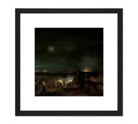 Knip Shelling Of Den Bosch By The French 8X8 Inch Square Wooden Framed Wall Art Print Picture with Mount Artery8 Black One Size