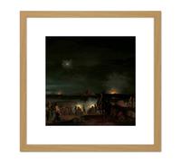 Knip Shelling Of Den Bosch By The French 8X8 Inch Square Wooden Framed Wall Art Print Picture with Mount Artery8 Light Oak One Size