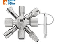 KNIPEX Twinkey Control Cabinet Key, for All Common Locking Systems, 10 Profiles, 2 Crosses, 1 Key, Utility Key, Square Key, Triangle Key, 00 11 01