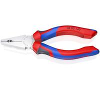 Knipex 03 05 140 Combination Plier with Soft Handle, Red/Blue/Silver, 140 mm