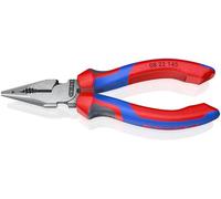 KNIPEX 08 22 145 Needle-Nose Combination Pliers black atramentized with multi-component grips 145 mm, red/blue/silver