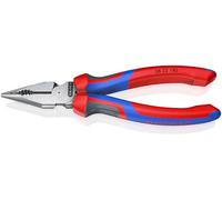 KNIPEX 08 22 185 Needle-Nose Combination Pliers with Multi-Component Grips Black atramentized 185