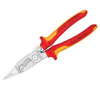 Knipex Pliers for Electrical Installation chrome-plated, insulated with multi-component grips, VDE-tested 200 mm (self-service card/blister) 13 96 200 SB