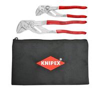KNIPEX 2 Pc Pliers Wrench Set w/Keeper Pouch, Red