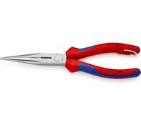 KNIPEX 26 12 200 T Snipe Nose Side Cutting Pliers (Stork Beak Pliers) with Multi-Component Grips, with Integrated Tether Attachment Point for a Tool Tether Black atramentized 200 mm