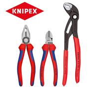 Knipex 3 Pc Pliers Set Waterpump, Combination, Diagonal Side Cutter 00 20 09 V01