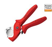 KNIPEX Plasticut Cutter for Flexible Hoses and Plastic Conduit Pipes Self-Service Card Glass Fibre Reinforced Plastic Handles 185 mm, 90 20 185 SB