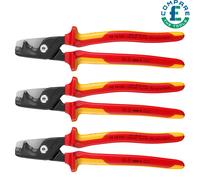 Knipex 95 18 225 StepCut® XL VDE Insulated Cable Shears Pack of 3