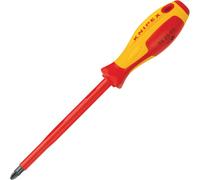 Knipex Screwdriver for cross recessed screws Pozidriv® burnished, insulating multi-component handle, VDE-tested 162 mm 98 25 00