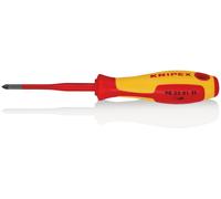 Knipex Screwdriver (Slim) for cross-recessed screws Pozidriv® burnished, insulating multi-component handle, VDE-tested 187 mm 98 25 01 SL