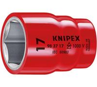Knipex 98 37 10 Hexagon Sockets, Red/Silver, 3/8-Inch/10 mm