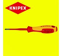 Knipex Screwdriver (Slim) for cross-recessed screws Pozidriv® burnished, insulating multi-component handle, VDE-tested 187 mm 98 25 01 SL