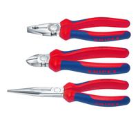Knipex Three Piece Assembly Pack Pliers Set 00 20 11 Plastic, Steel Blue, Red