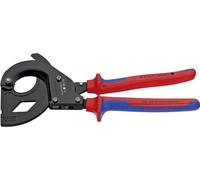 KNIPEX Cable Cutter (Ratchet Action) for Steel Wire Armoured Cables (SWA Cable) in Blister Black Lacquered with Multi-Component Handles, 95 32 315 A