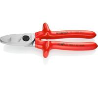 KNIPEX Cable Shears, 200 mm, Chrome-plated, Multicolored, Copper & Aluminium, Modern Style, Twin Cutting Edge