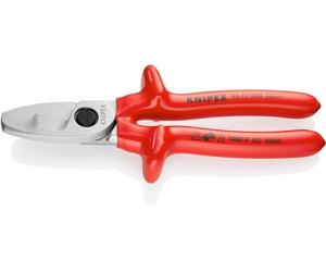 KNIPEX Cable Shears, 200 mm, Chrome-plated, Multicolored, Copper & Aluminium, Modern Style, Twin Cutting Edge