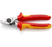 KNIPEX Cable Shears with Opening Spring Self-Service Card Chrome-Plated Insulated with Multi-Component Grips, VDE-Tested 165 mm, 95 26 165 SB