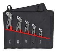 KNIPEX Cobra Set Water Pump Pliers Set, 5 Parts, 125 to 300 mm, Self-Locking Effect, in High-Quality Roll-Up Bag, Tool Set, Pipe Wrench, 00 19 55 S5