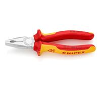 KNIPEX Combination Pliers Chrome-Plated Insulated with Multi-Component Grips, VDE-Tested 180 mm, 03 06 180