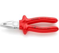 KNIPEX Combination Pliers Chrome-Plated with Dipped Insulation, VDE-Tested 180 mm, 03 07 180