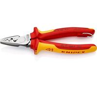 Knipex Tethered VDE 180mm Wire/Cable Cutter/Stripper,Crimping Ferrules Plier