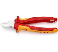 KNIPEX Diagonal Cutter Chrome-Plated Insulated with Multi-Component Grips, VDE-Tested with Integrated Insulated Tether Attachment Point, 70 06 180 T