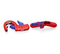 KNIPEX DP50 Pipe Cutter for Plastic Drain Pipes Plastic Coated 32/40/50 mm 90 23 01 BK & ErgoStrip Universal Stripping Tool, for Right-handers 135 mm 16 95 01 SB