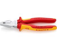 Knipex High Leverage Combination Pliers chrome-plated, insulated with multi-component grips, VDE-tested 200 mm 02 06 200