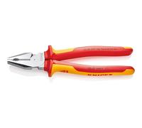 KNIPEX High Leverage Combination Pliers Chrome-Plated Insulated with Multi-Component Grips, VDE-Tested 225 mm, 02 06 225