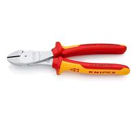 KNIPEX High Leverage Diagonal Cutter, Chrome-Plated, 200 mm, VDE, Chrome Vanadium Steel, Piano Wire, Precision Cutting, Side Cutters, 74 06 200