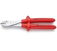 KNIPEX High Leverage Diagonal Cutter Chrome-Plated, 74 07 250 | With Dipped Insulation; VDE-Tested 250 mm