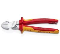 KNIPEX High Leverage Diagonal Cutter Chrome-Plated Insulated, 74 06 200 T | With Multi-Component Grips with integrated insulated tether attachment point for a tool tether