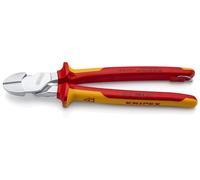 KNIPEX High Leverage Diagonal Cutter Chrome-Plated Insulated, 74 06 250 T | With Multi-Component Grips; VDE-Tested with integrated insulated tether attachment point for a tool tether