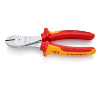 KNIPEX High Leverage Diagonal Cutter Chrome-Plated Insulated with Multi-Component Grips, VDE-Tested 180 mm, 74 06 180